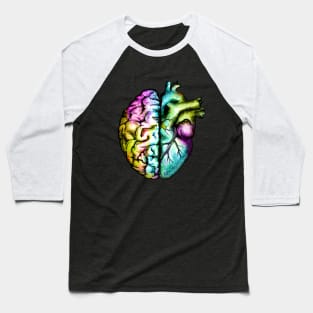 Right balance between brain and heart, colorful, raimbow Baseball T-Shirt